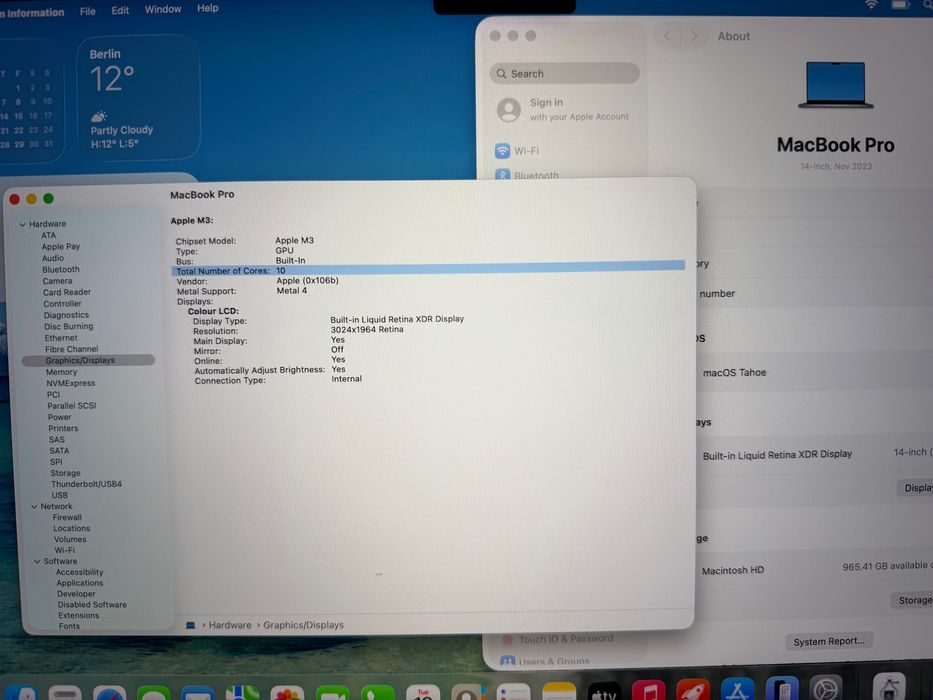 MacBook Pro 14" M3 8-CPU, 10-GPU, 16GB RAM, 1TB SSD
