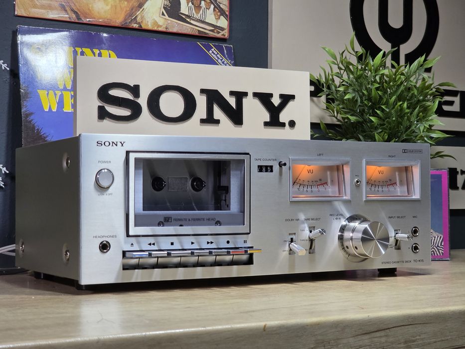 Casetofon deck SONY TC-K15, vumetre pe ace, argintiu, retro hi-fi