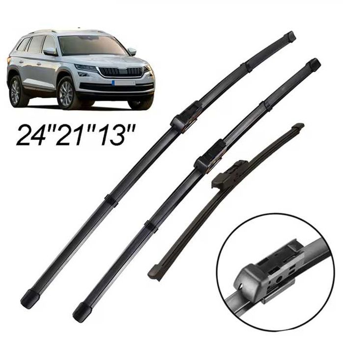 Set 3 Stergatoare Skoda Kodiaq 2016–2023 MK1 set fata 24”21” spate 13”