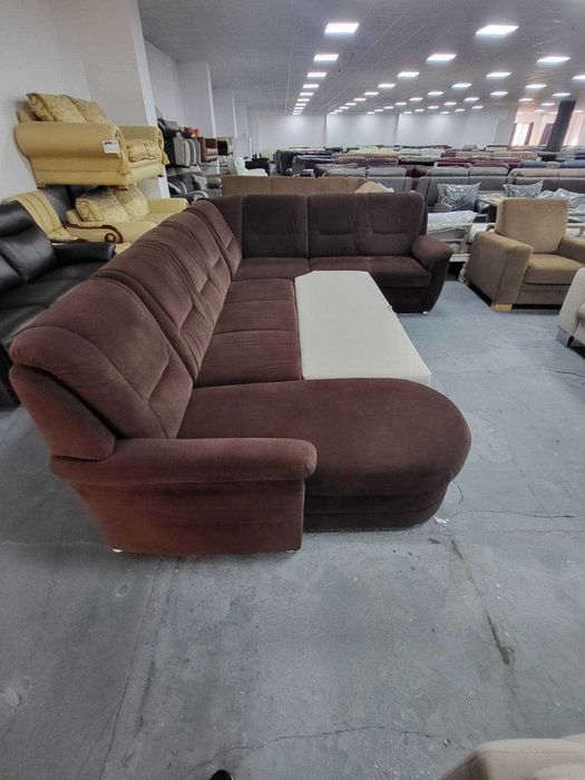 ПРОМОЦИЯ!!! Кафяв ъглов диван от плат с функция сън "PP-QL11014"