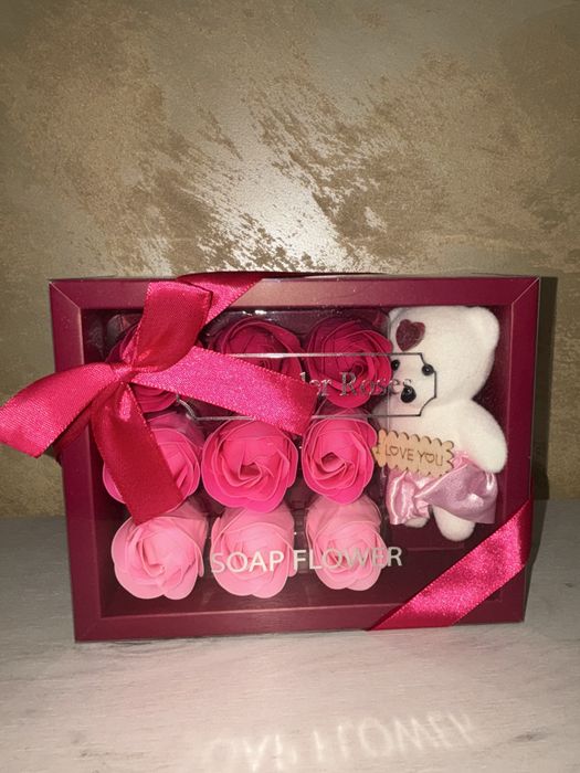 Set trandafir de săpun & ursuleț
