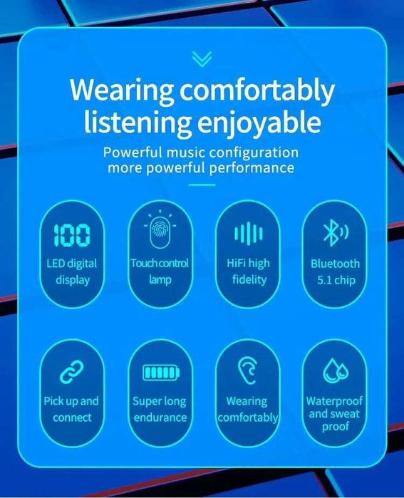 Блутут безжични B9 TWS Bluetooth 5 стерео слушалки хендсфри Sport Gamе