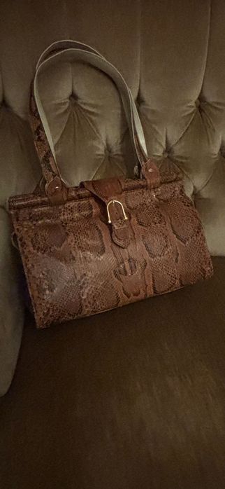 Poșetă vintage din piele de piton, Made in Italy, lucrată manual”