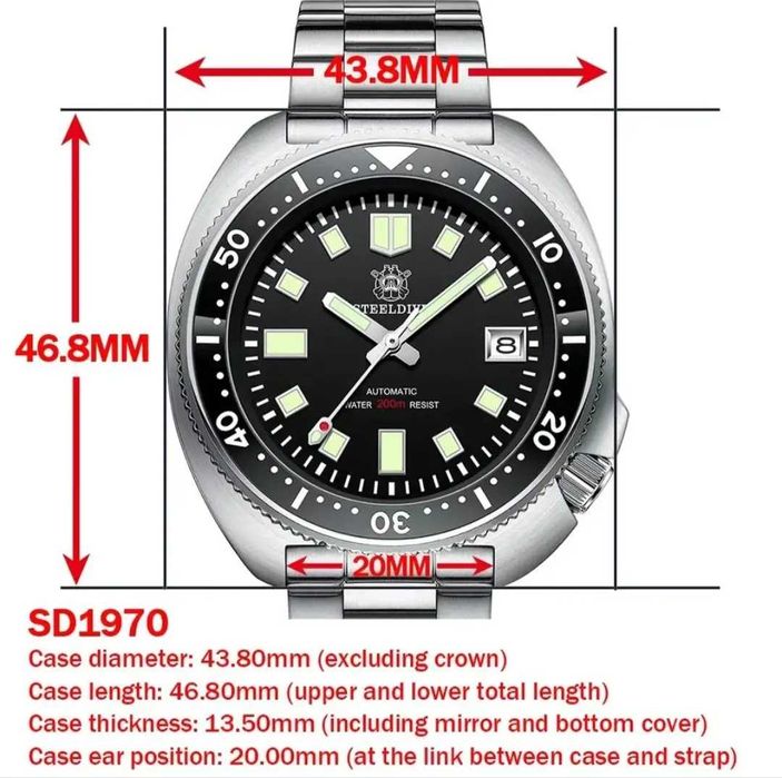 Captain Willard SD1970 Steeldive 44 mm Automatic Seiko NH35 Diver 200m