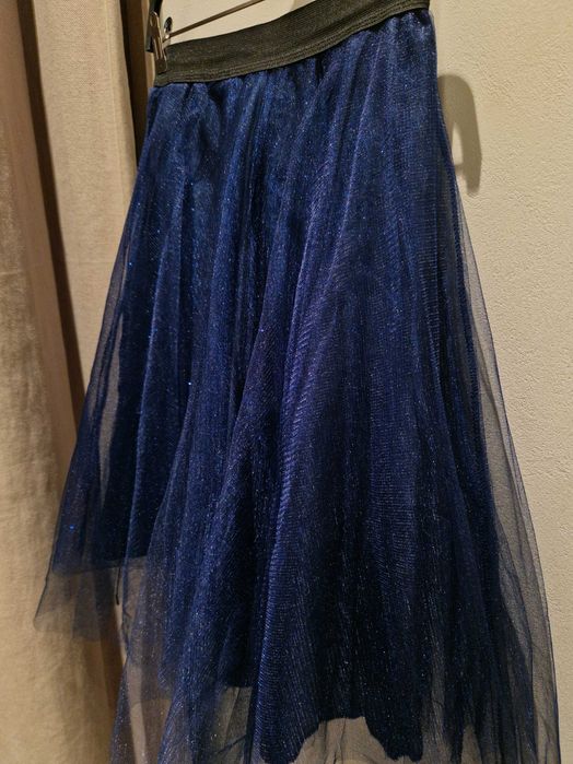 Fusta Meli Melo din tull bleumarin cu sclipici delicat