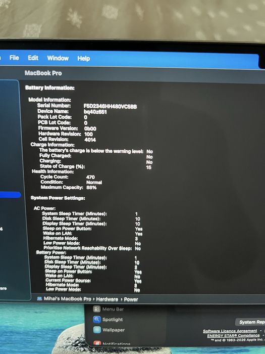 Macbook m1 pro 16.2 inch, 16GB RAM, 512GB SSD, impecabil!