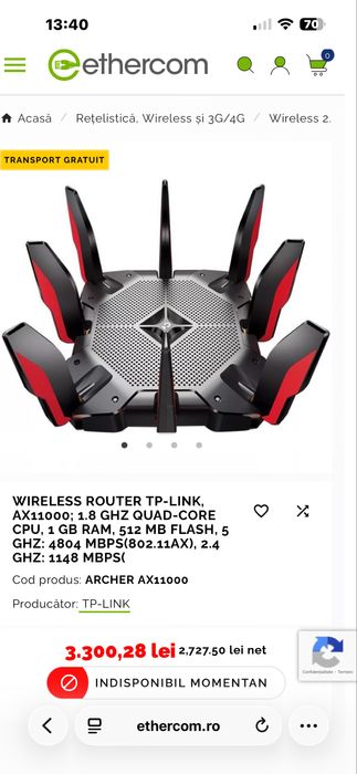 Wireless router Wi-Fi 6 tp-link AX11000