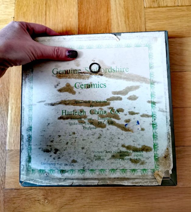 Картина миниатюра плакет 2бр антикварна керамика ръчно рисувани рамки