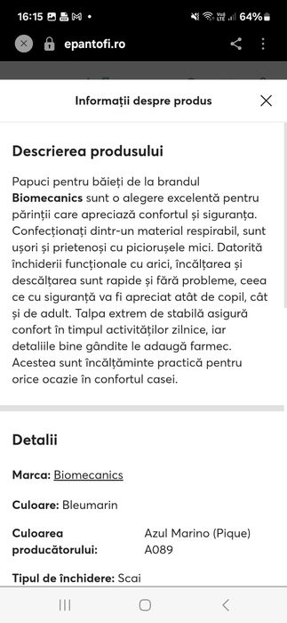 Biomecanics-Sanda pentru băieți .70 Ron Oferta