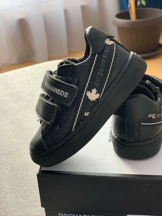 Tenisi Dsquared2 Junior din piele cu bandă cu siglă marimea 19