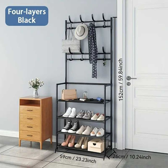 Eтажерка - стойка на 4 или 5 нива със закачалки и рафтове за обувки