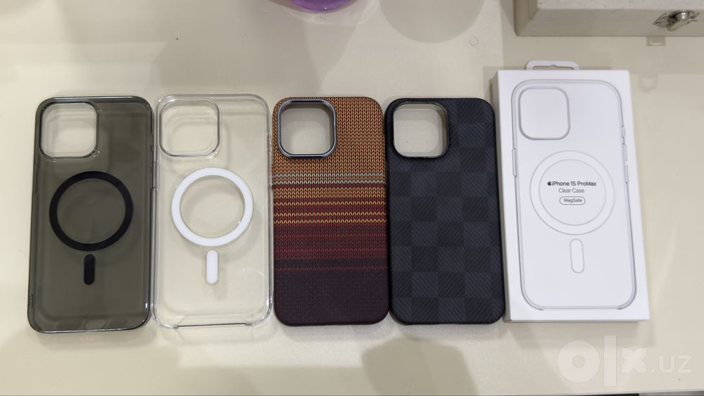 iPhone 15 Pro Max uchun original va sifatli chexollar (4 ta)