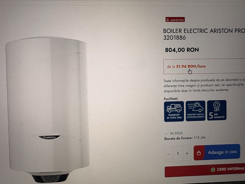Boiler Ariston Pro Eco 80 Litri