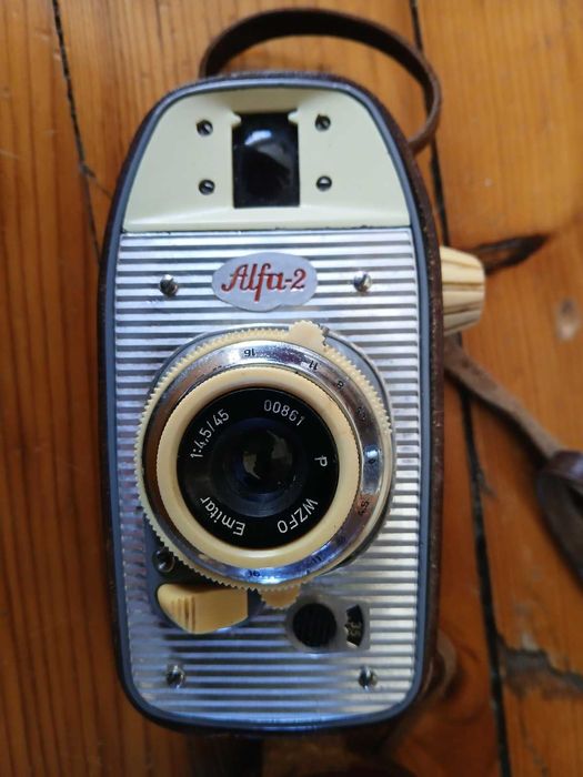 Ретро полски фотоапарат Alfa-2 (WZFO) с оригинален кожен калъф – Колекционерски / Винтидж
