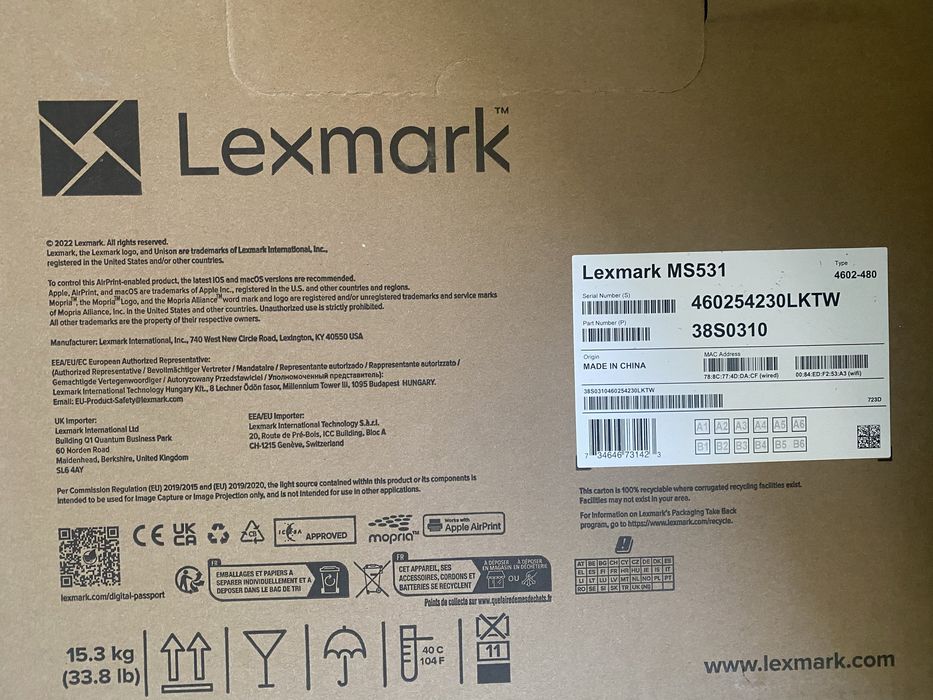 Imprimanta Laser Lexmark MS531dw SIGILATA