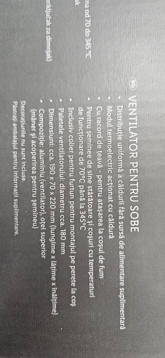 Ventilator soba/șemineu fără alimentare