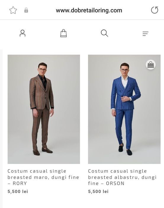 Costum 50/52 Alberto Dobre 100% Lâna,Albastru Dungi,pantaloni conici