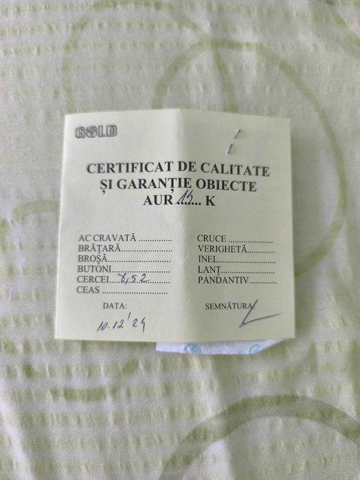 Cercei aur alb 14K / 585, 8,52 g, cu certificat