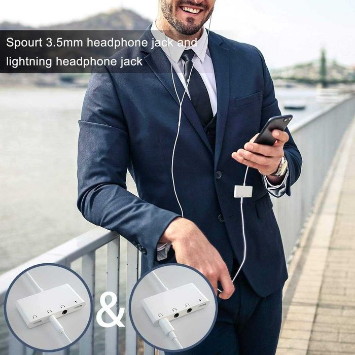 Двоен 3,5 мм адаптер за жак за слушалки, 4 в 1