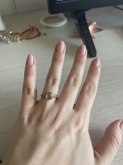 Inel aur alb 14k cu smoky citrine