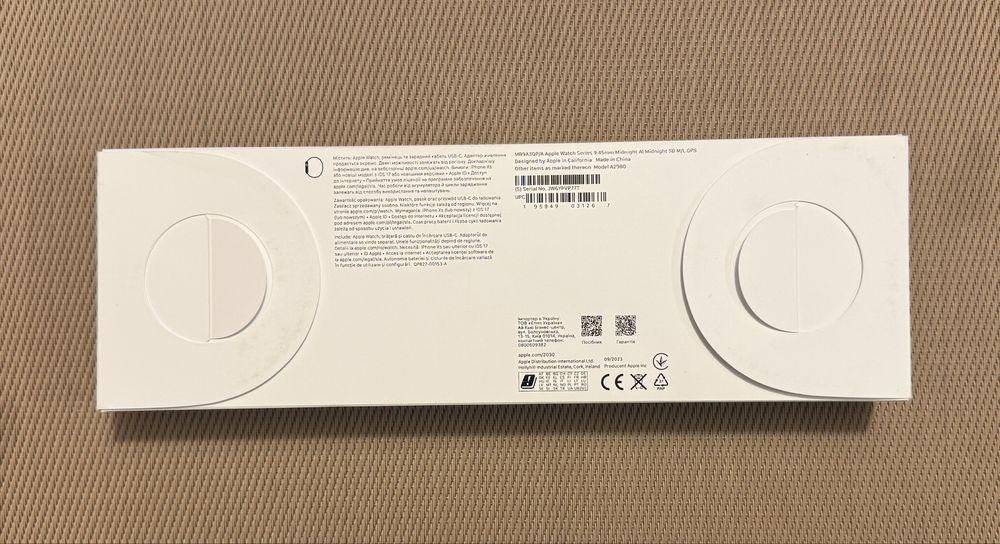 Apple Watch 9, GPS, Carcasa Midnight Aluminium 45mm, Midnight Sport Band