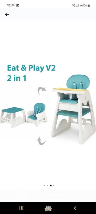 Vând scaun de masa 2 în 1