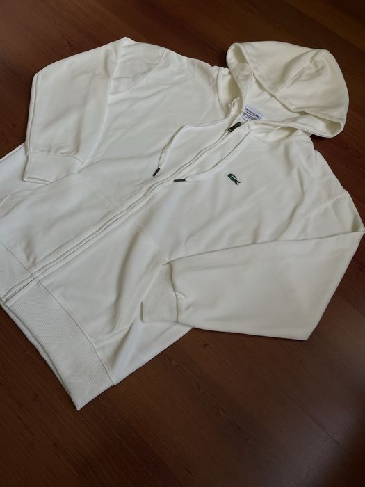 Мъжки суичъри Lacoste с цип и качулка – Тъмносин и Бял – Чисто нови