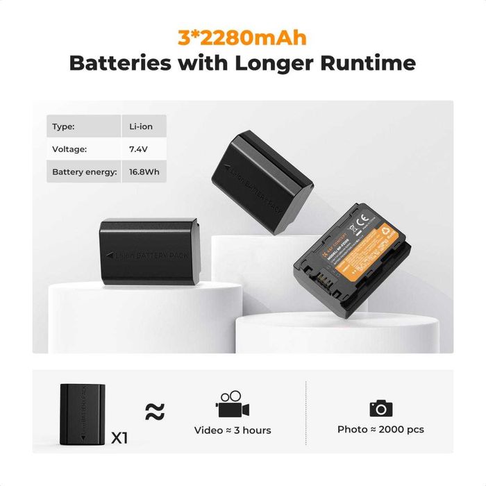 Комплект 3 батерии NP-FZ100 + зарядно K&F Concept