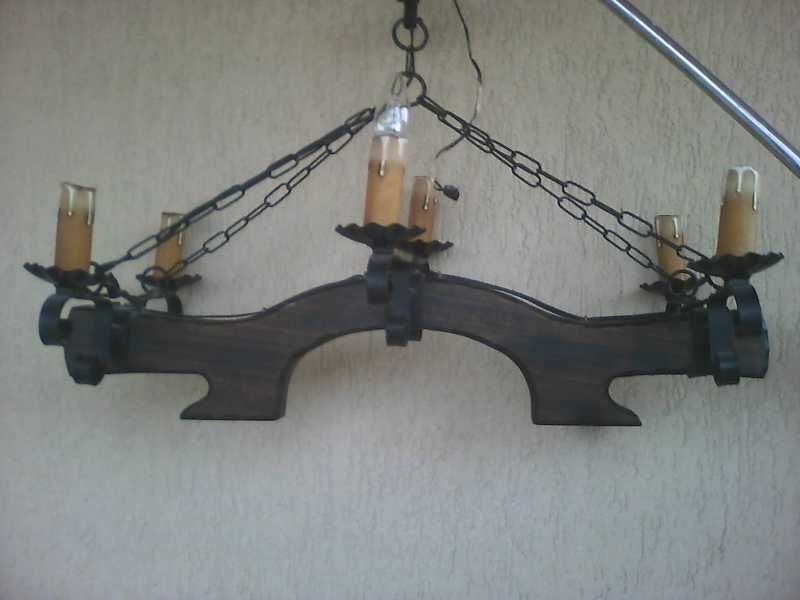 Candelabru din lemn si fier forjat