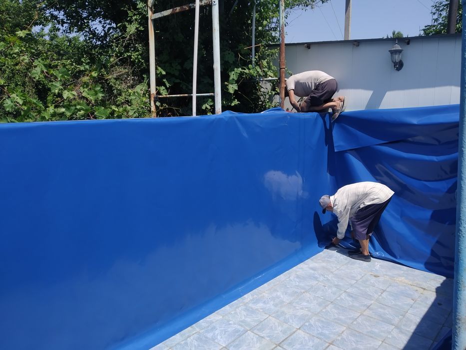 Опшивка, обшивка бассейнов ПВХ пленкой.