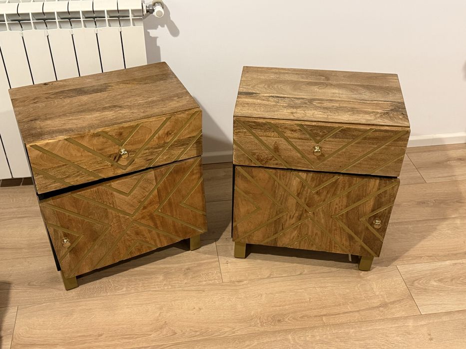 Set 2 Noptiere vidaXL din lemn de mango