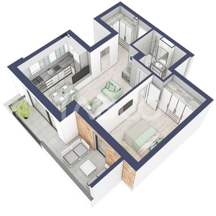 Apartament la parter cat un etaj 1 cu 47 mp utili 2 camere Turnisor — fotografia 1