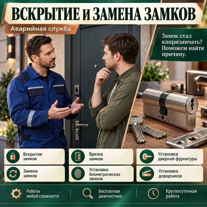 Открыть гаражную дверь/замена замков и установка биометрического замка