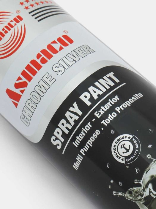 Краска аэрозольная хром серебро, акриловая краска, Asmaco