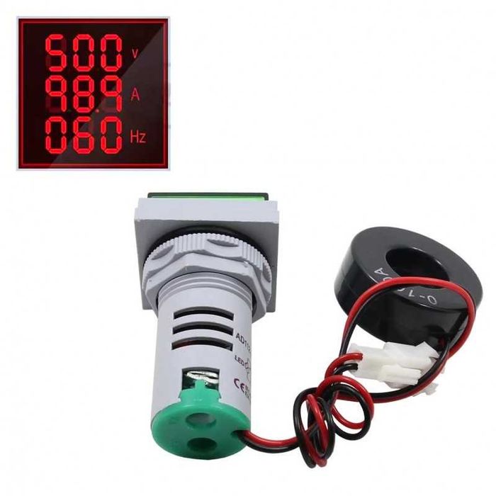 Комбиниран уред амперметър, волтметър и честотомер,червен дисплей,4002