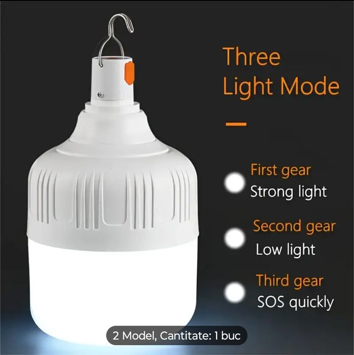 Lampa 300W - încărcare USB, cu cârlig de agățare