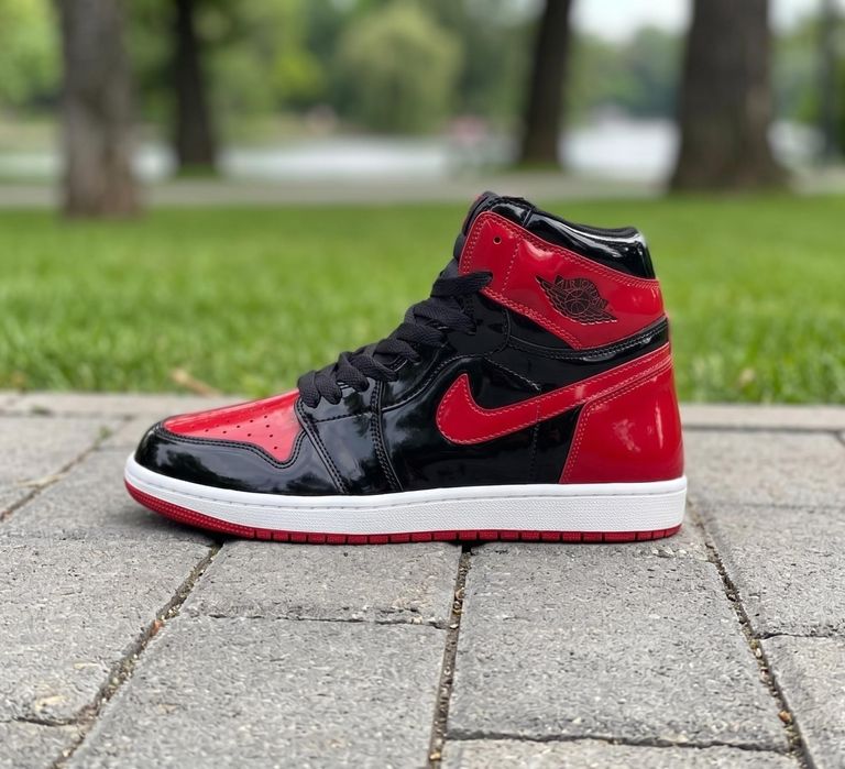 Adidasi Jordan 1 High Patent Bred - Adidasi Fete Baieti