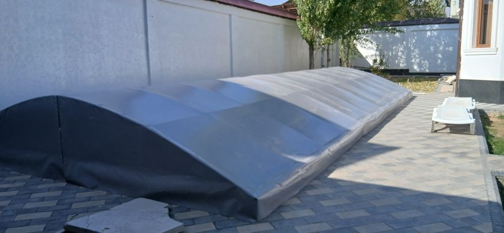 Баннер установка банер тент  закрыть  бассейн,юта навес