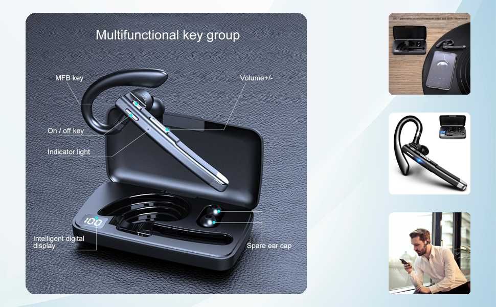 Bluetooth бизнес слушалка YYK-520 с кутия за заряд