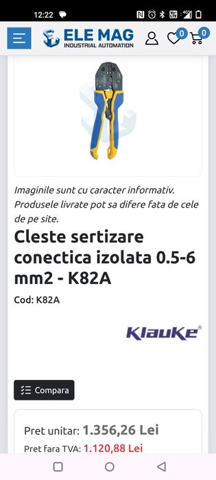 Klauke - Cleşte de sertizare mare K05 și Clește de sertizare K 82 T pentru conexiuni de cablu izolate 0,5 - 6 mm²