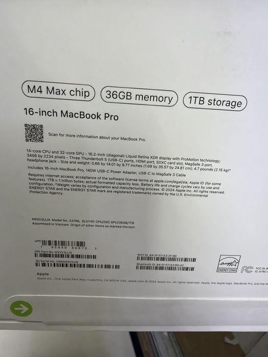Macbook pro 16 36/1tb m4 max