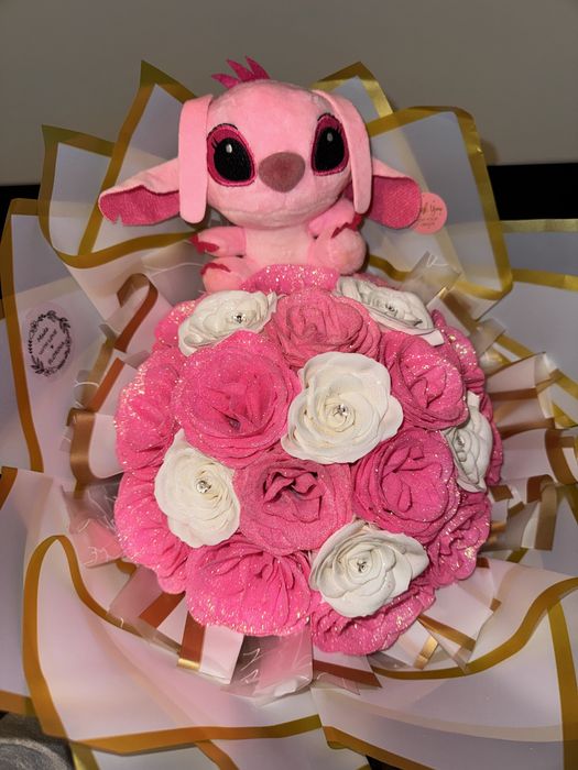 Buchet trandafiri premium cu sclipici