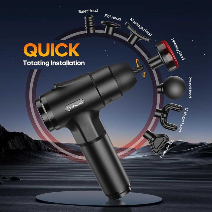 Масажен пистолет с подгряваща глава,накрайници,20 скорости,LCD дисплей