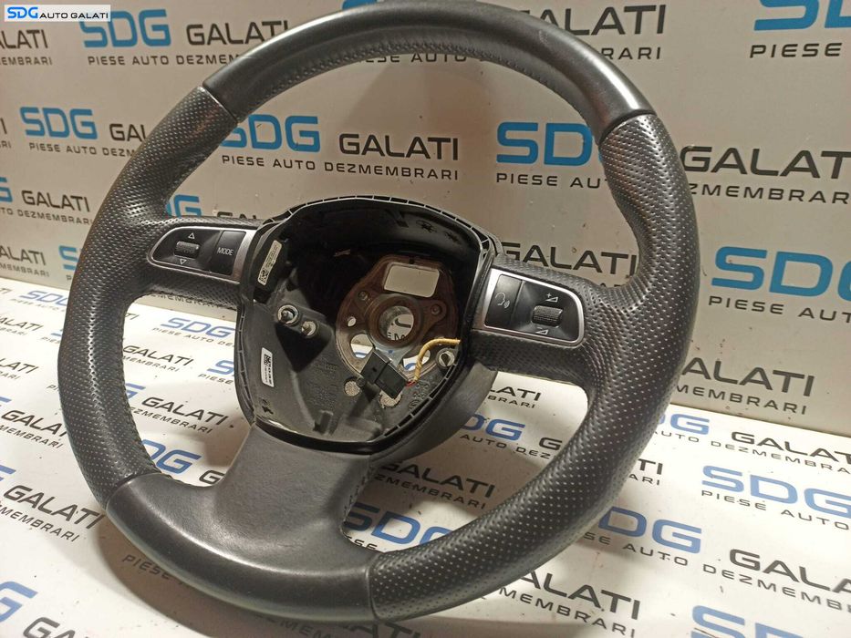 Volan Piele Perforata 3 Spite Fara Comenzi FARA Airbag Audi A4 B8 2008 - 2012 [L0782]