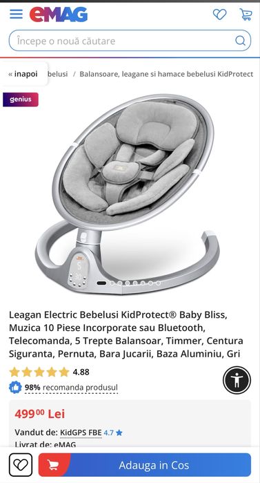 Leagan electric/ balansoar bebelusi