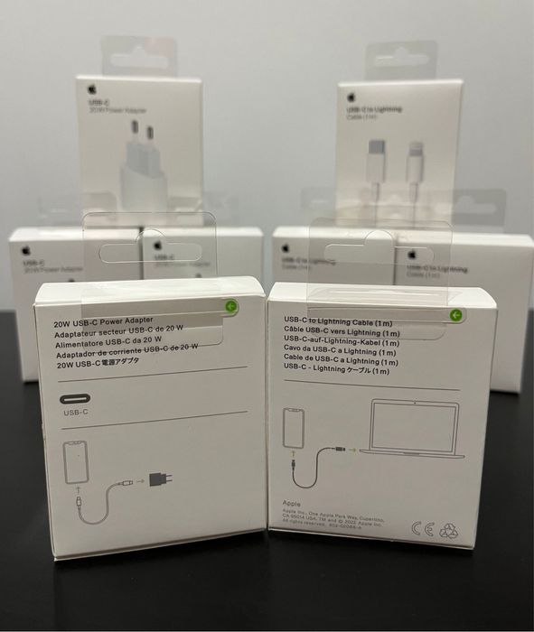 Incarcator rapid Apple 20W USB-C + Cablu Apple USB-C - Lightning (1m)