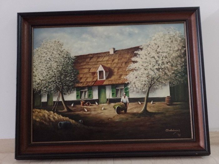 Ulei pe pânză tablou peisaj de țară ,lucrare de foarte buna calitate i