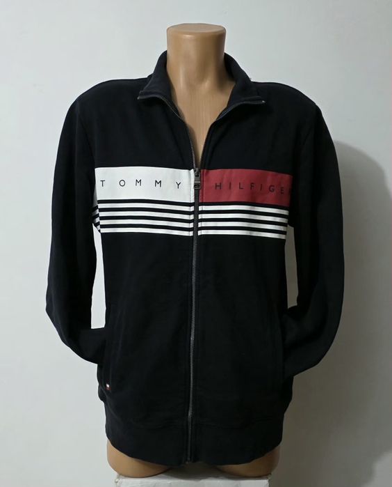 Jacheta casual Tommy Hilfinger 100% bumbac, bluza cu fermoar, Nr. L