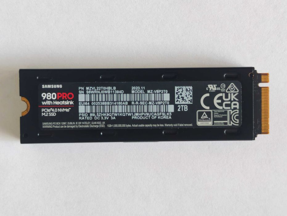 SSD Samsung 980 PRO 2TB with Heatsink