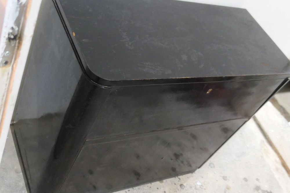 Mobila Veche Comoda cu Pick-up Lemn masiv Suport Discuri Separator TESLA Supraphon 3 viteze 33 4578 RPM RAR Suport Discri Ebonita Shellac Vinyl